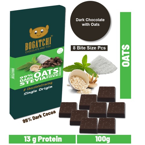 BOGATCHI Immunity Booster  Stevia Sugarfree Chocolate Bites, Oats, 8 Pcs